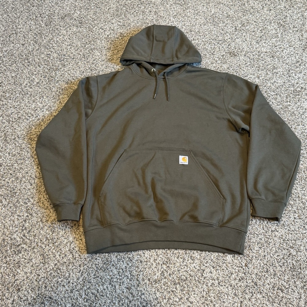 Carhartt Midweight Hoodie Sweatshirt Mens Size Large Loose Army Green K121-316